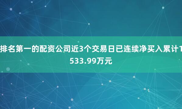排名第一的配资公司近3个交易日已连续净买入累计1533.99万元